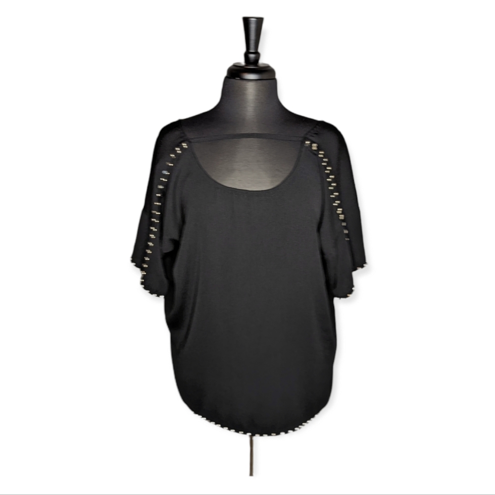 H&M Black Short Sleeve Scoop Neck Top Size Small